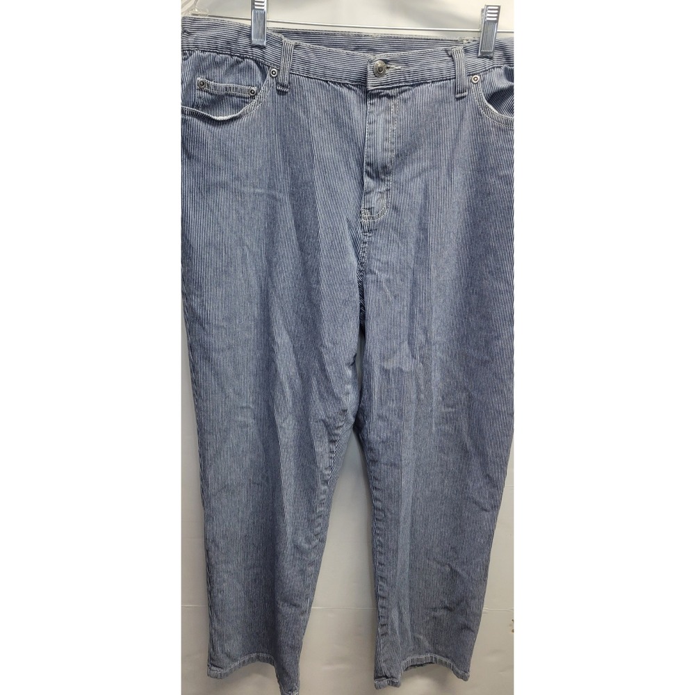 Sag Harbor Sport Hickory Stripe Denim Jeans Blue‎ White Railroad Stripe sz L